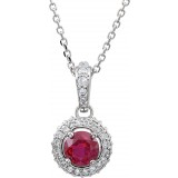14K White Ruby & 1/5 CTW Diamond 18 Necklace photo