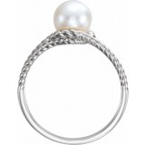 14K White 7 mm White Freshwater Pearl Rope Ring photo 2