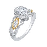 Shah Luxury 14K Two-Tone Gold Oval Diamond Halo Engagement Ring (Semi-Mount) photo 2