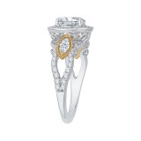 Shah Luxury 14K Two-Tone Gold Oval Diamond Halo Engagement Ring (Semi-Mount) photo 3