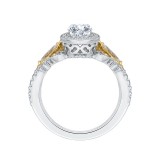 Shah Luxury 14K Two-Tone Gold Oval Diamond Halo Engagement Ring (Semi-Mount) photo 4