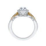 Shah Luxury 14K Two-Tone Gold Oval Diamond Halo Engagement Ring (Semi-Mount) photo 4