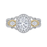 Shah Luxury 14K Two-Tone Gold Oval Diamond Halo Engagement Ring (Semi-Mount) photo