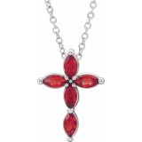 14K White Ruby Cross Necklace photo