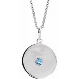 14K White Aquamarine Disc 16-18 Necklace photo