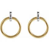 14K White & Yellow Circle Dangle Earrings photo 2