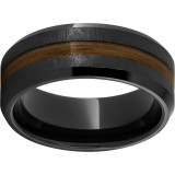 Black Diamond Ceramic Beveled Edge Band with Rye Whiskey Barrel Aged Inlay and Grain Finish photo