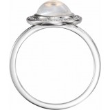 14K White Rainbow Moonstone & 1/8 CTW Diamond Halo-Style Ring photo 2