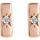 14K Rose White Sapphire Starburst Bar Earrings photo 2
