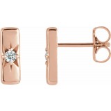 14K Rose White Sapphire Starburst Bar Earrings photo