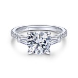 Gabriel & Co. 14k White Gold Contemporary 3 Stone Engagement Ring photo