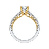 Shah Luxury 14K Two-Tone Gold Round Diamond Engagement Ring (Semi-Mount) photo 4