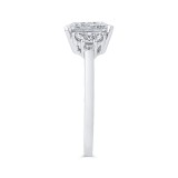 Shah Luxury 14K White Gold Three Stone Engagement Ring Center Radiant with Half-moon sides Diamond photo 3