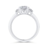 Shah Luxury 14K White Gold Three Stone Engagement Ring Center Radiant with Half-moon sides Diamond photo 4