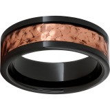 Black Diamond Ceramic Pipe Cut Band with a 5mm Dimpled Copper Inlay photo