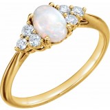 14K Yellow Opal & 1/5 CTW Diamond Ring photo