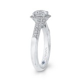 Shah Luxury Round Halo Diamond Vintage Engagement Ring In 14K White Gold (Semi-Mount) photo 3