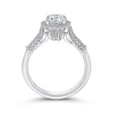 Shah Luxury Round Halo Diamond Vintage Engagement Ring In 14K White Gold (Semi-Mount) photo 4