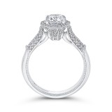 Shah Luxury Round Halo Diamond Vintage Engagement Ring In 14K White Gold (Semi-Mount) photo 4