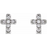14K White .06 CTW Diamond Youth Cross Earrings photo 2