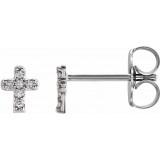 14K White .06 CTW Diamond Youth Cross Earrings photo