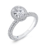 Shah Luxury 14K White Gold Oval Diamond Halo Engagement Ring (Semi-Mount) photo 2