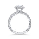 Shah Luxury 14K White Gold Oval Diamond Halo Engagement Ring (Semi-Mount) photo 4