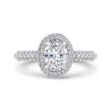 Shah Luxury 14K White Gold Oval Diamond Halo Engagement Ring (Semi-Mount) photo