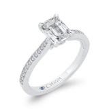 Shah Luxury 14K White Gold Emerald Cut Diamond Engagement Ring (Semi-Mount) photo 2