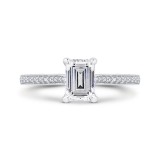 Shah Luxury 14K White Gold Emerald Cut Diamond Engagement Ring (Semi-Mount) photo