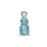 14K White Gold 8mm Swiss Blue Topaz Pendant photo