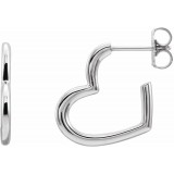 14K White Heart Hoop Earrings photo