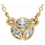 14K Yellow 3-Stone Marquise Diamond 16-18 Necklace photo