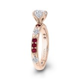 Shah Luxury 14K Two-Tone Gold Round Diamond and Ruby Engagement Ring (Semi-Mount) photo 3