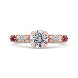 Shah Luxury 14K Two-Tone Gold Round Diamond and Ruby Engagement Ring (Semi-Mount) photo