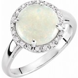14K White Opal & .07 CTW Diamond Ring photo