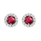 Gems One 14Kt White Gold Diamond (1/8Ctw) & Ruby (3/8 Ctw) Earring photo