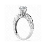 14k White Gold Diamond Semi-Mount Antique Engagement Ring photo 2