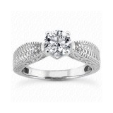 14k White Gold Diamond Semi-Mount Antique Engagement Ring photo