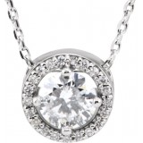14K White 1/2 CTW Diamond Halo-Style 16 Necklace photo