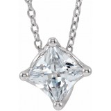 14K White 1/2 CT Diamond Solitaire 16-18 Necklace photo