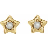 14K Yellow 3 mm Round June Youth Star Birthstone Earrings photo 2