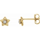 14K Yellow 3 mm Round June Youth Star Birthstone Earrings photo