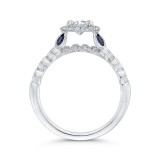 Shah Luxury 14K White Gold Cushion Cut Diamond Halo Engagement Ring with Sapphire (Semi-Mount) photo 4