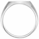 14K White 14x12 mm Oval Signet Ring photo 2