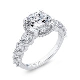 Shah Luxury 14K White Gold Round Cut Diamond Engagement Ring  (With Center) photo 2