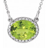 14K White Peridot &.05 CTW Diamond 16.5 Necklace photo