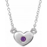14K White Amethyst Heart 16 Necklace photo