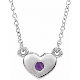 14K White Amethyst Heart 16 Necklace photo