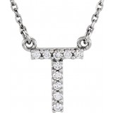 14K White Initial T .08 CTW Diamond 16 Necklace photo